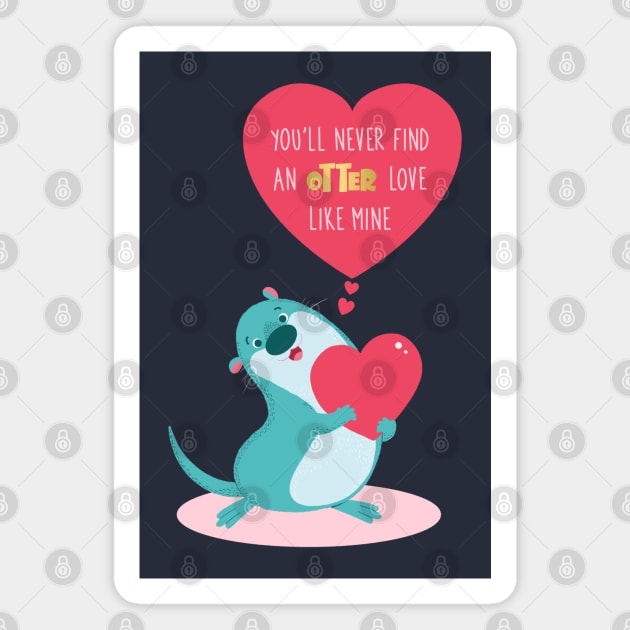 otter love Magnet by Angela Sbandelli Illustration and Design